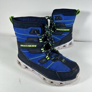 Skechers S-Lights Kids Adventure Boots - Blue/Lime/Navy - SN 90589L - Size 3